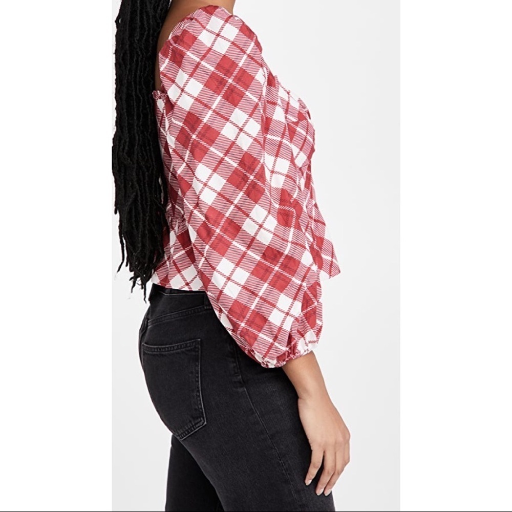 Rahi Blossom Top‎ in Red/White Dynasty Plaid - Picture 4 of 16